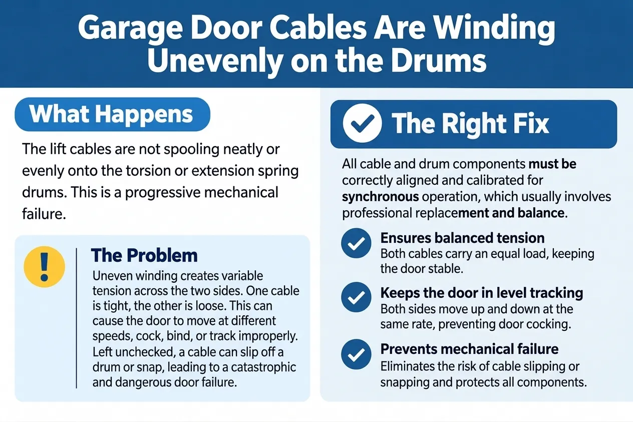 1. The cables are wound unevenly on the drums