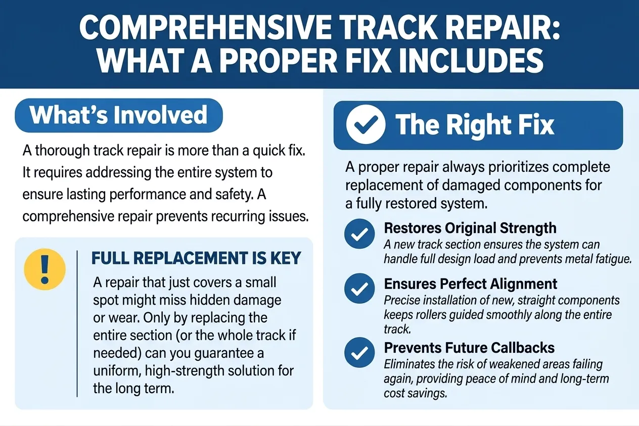 What a proper track repair should include