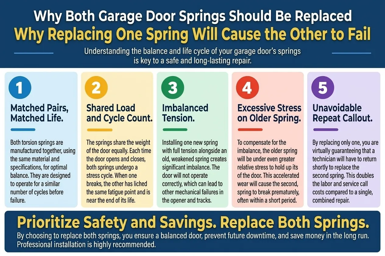 Why replacing one garage door spring leaves the other about to fail